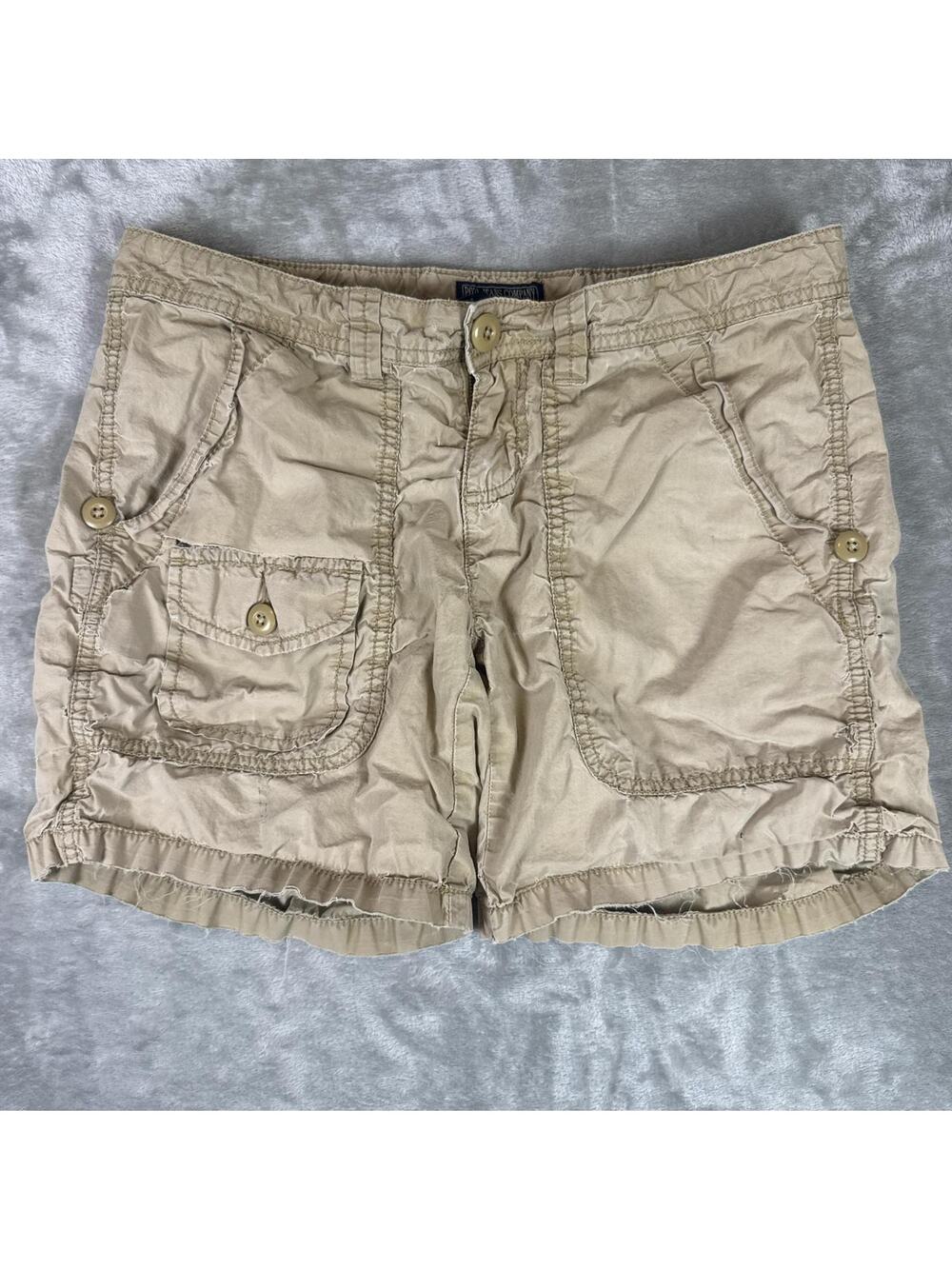 Polo Jeans Co. vintage Women's Tan Cotton Cargo Shorts Distressed size 4 b15 - Picture 1 of 8